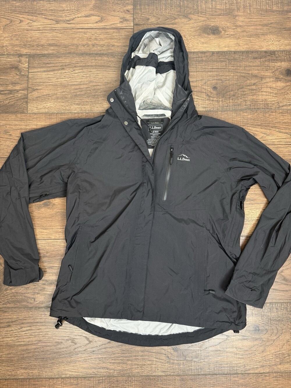 L.L.Bean Women's Sz M Trail Model Rain Jacket Hooded Waterproof Lightweight Gray